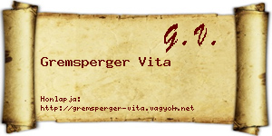 Gremsperger Vita névjegykártya